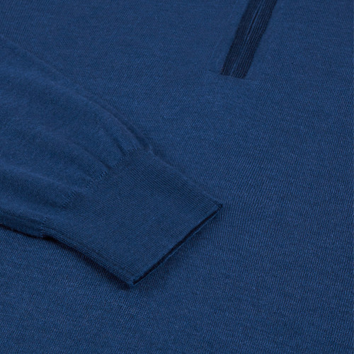Blue abyss zipped polo shirt, long sleeves