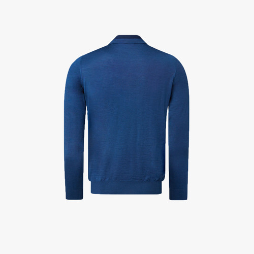 Blue abyss zipped polo shirt, long sleeves
