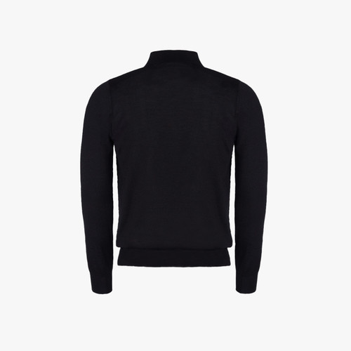 Black polo shirt, "Vanisé Express" jacquard weave, alligator detail