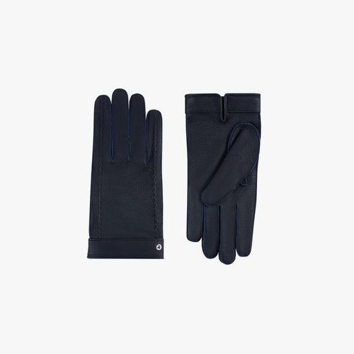 Navy stitched leather gloves