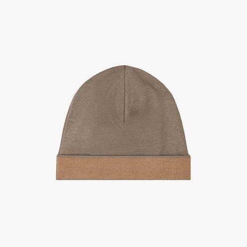 Bonnet taupe et beige