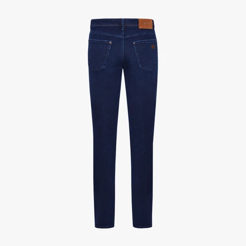 Blue jeans, camel "Micro Griffon" embroidery