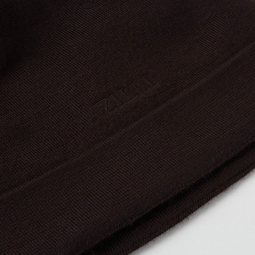Brown beanie, ZILLI embroidery