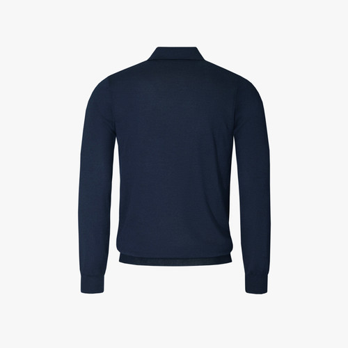 Blue and navy polo shirt, "Jaipur Reflection" jacquard weave Blue and navy polo shirt, "Jaipur Reflection" jacquard weave