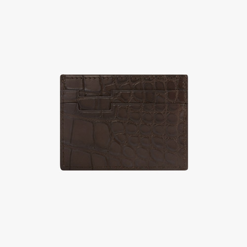 Porte-cartes CC5 en crocodile mat marron