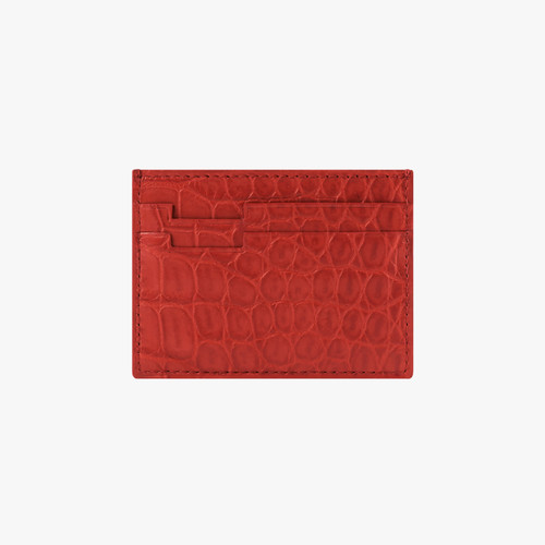 Red matt crocodile CC5 credit card holder