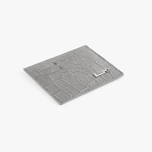 Grey matt crocodile CC5 credit card holder - ZILLI