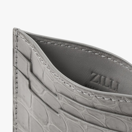 Grey matt crocodile CC5 credit card holder - ZILLI