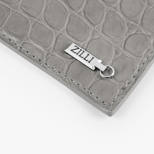 Grey matt crocodile CC5 credit card holder - ZILLI