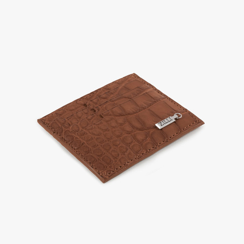 Camel matt crocodile CC7 credit card holder - ZILLI