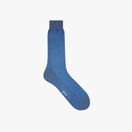 Chaussettes courtes bleu jean en coton fil d'Ecosse