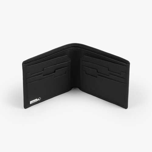 Black grained calfskin P6 billfold/credit card holder