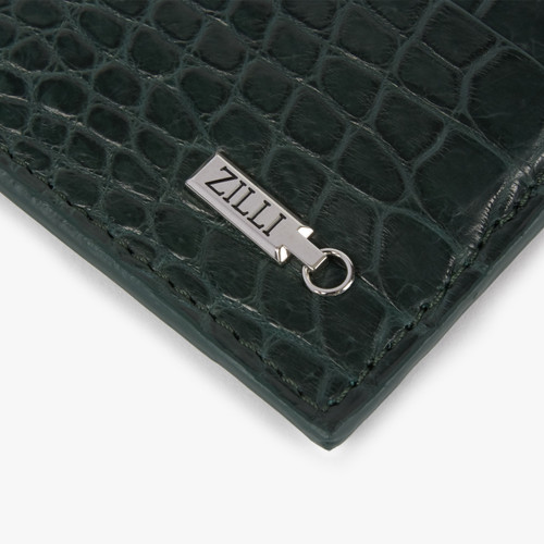 Green matt crocodile CC7 credit card holder