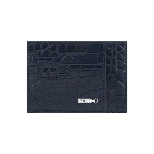 Porte-cartes de crédit CC7 GM en crocodile bleu mat de France