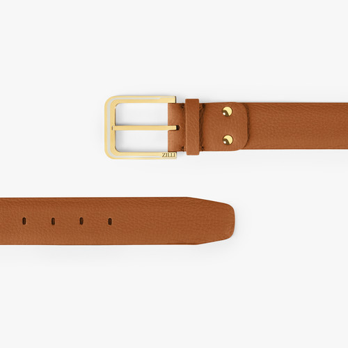 Chesnut belt in deerskin, Strates buckle, width 40mm