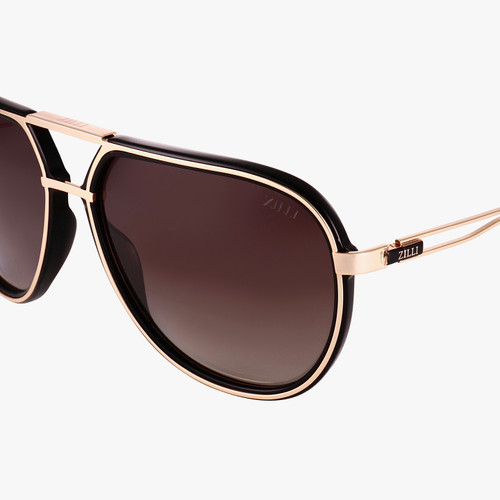 Gold and black "Owen" sunglasses, brown lenses