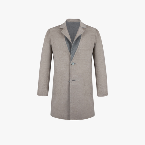 Taupe and pearl grey reversible coat