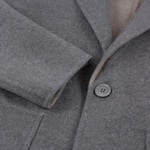 Taupe and pearl grey reversible coat