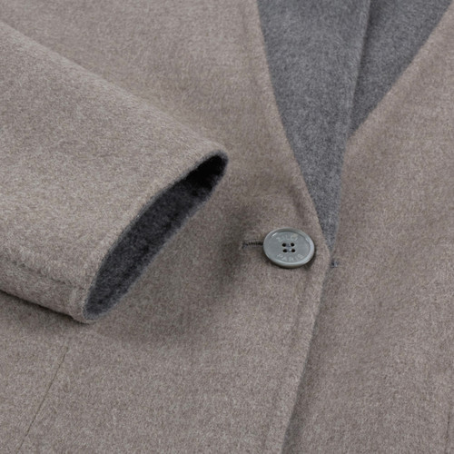 Taupe and pearl grey reversible coat