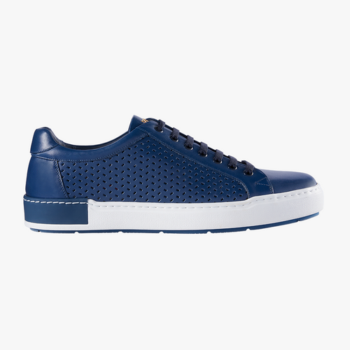 Royal blue sneakers in calfskin and perforated calfskin