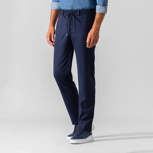 Blue trousers, slim fit, jogging style