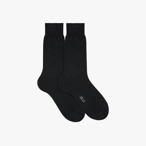 Black mid-calf socks in wool and cashmere