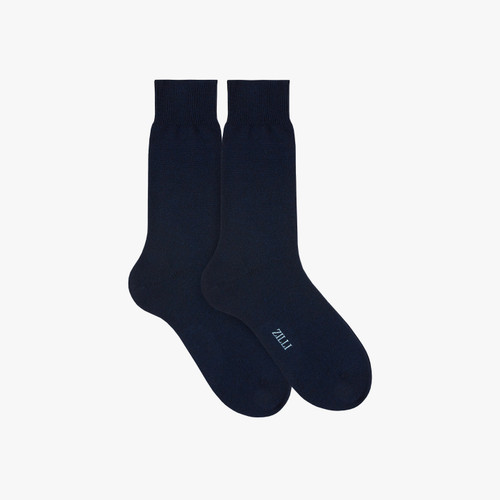 Navy mid-calf socks in wool and cashmere