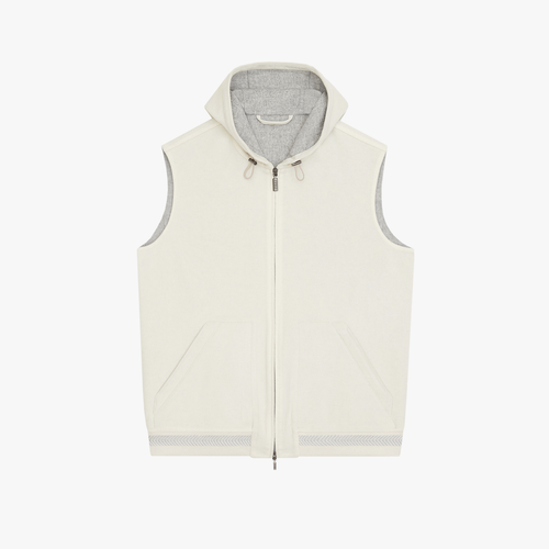 Ecru sleeveless hooded vest