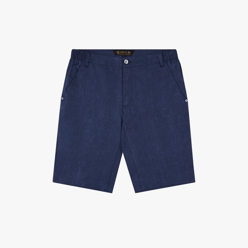 Navy linen bermuda shorts, slim fit