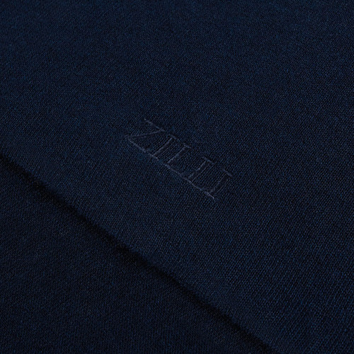 Navy knit scarf, ZILLI embroidery