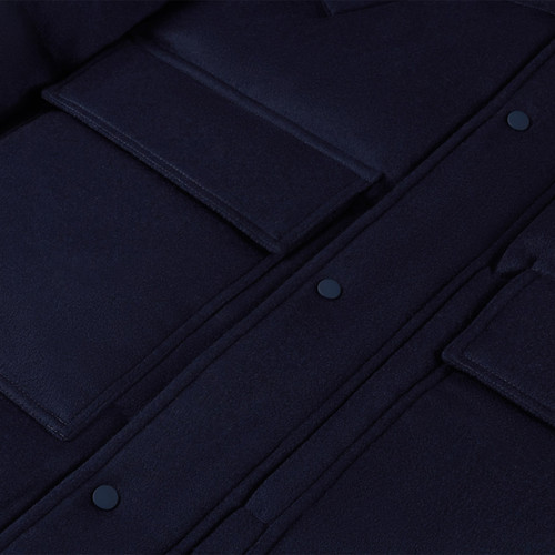 Navy long padded coat, with hood