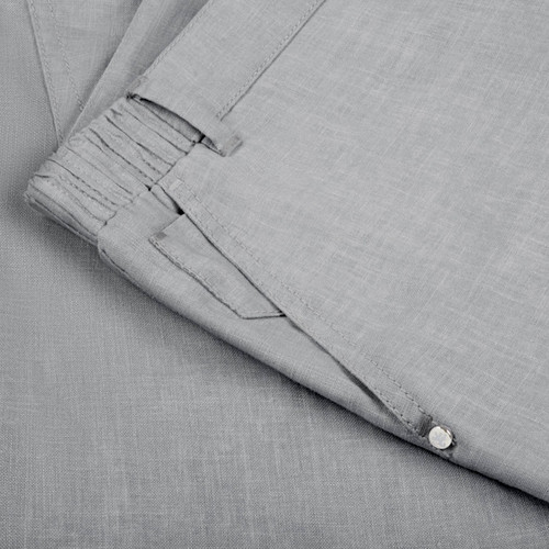 Pearl grey linen bermuda shorts, slim fit