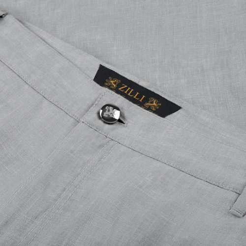 Pearl grey linen bermuda shorts, slim fit