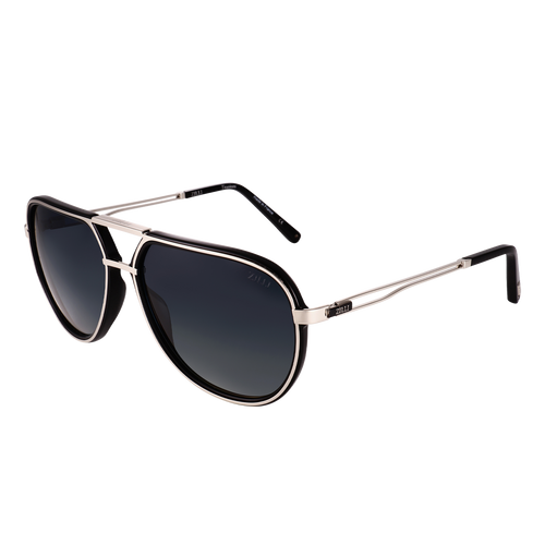 Silver and black OWEN sunglasses, grey lenses