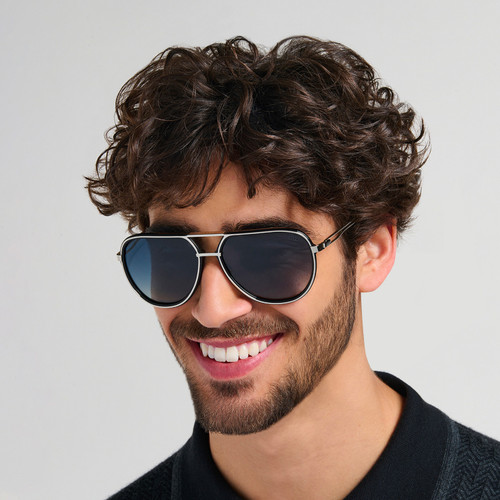 Lunettes OWEN argent et noir, verres gris