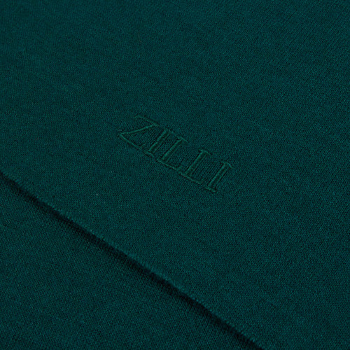 Pine green knit scarf, ZILLI embroidery