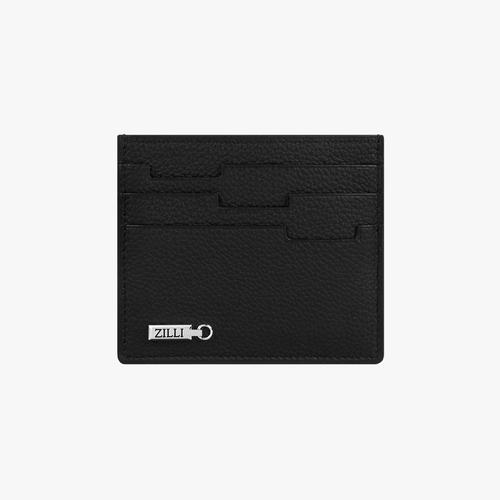 Black grained calfskin CC7 credit card holder