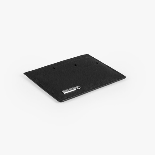Black grained calfskin CC7 credit card holder