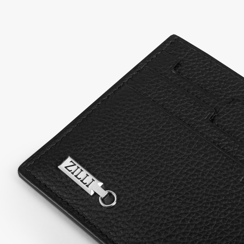 Black grained calfskin CC7 credit card holder