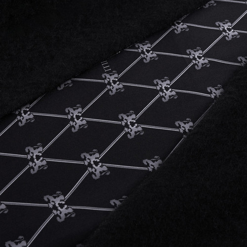 Black and grey Oniro fringed scarf, "Griffon Losanges" pattern