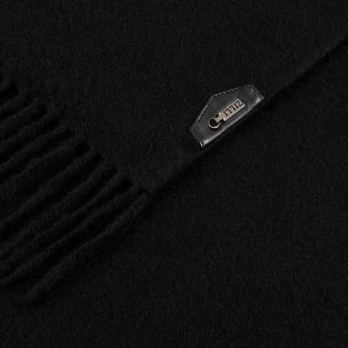 Black and grey Oniro fringed scarf, "Griffon Losanges" pattern