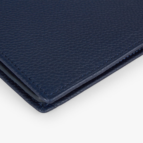 Navy grained calfskin International wallet with zipped inner section