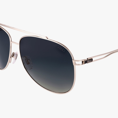 Silver and black OPHELIO sunglasses, blue lenses