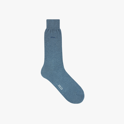 Chaussettes courtes côtelées bleu jean en coton