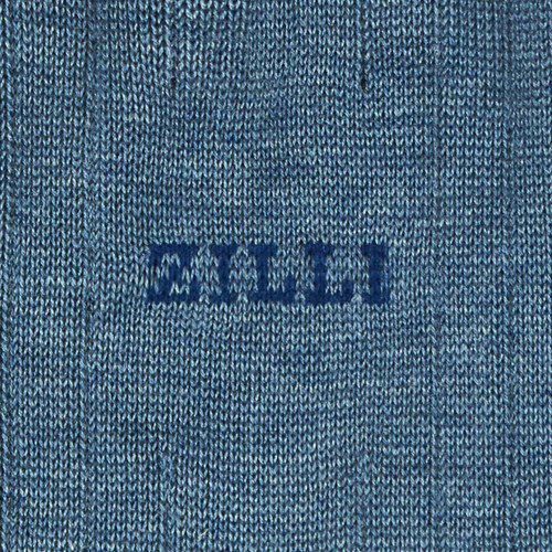 Chaussettes courtes côtelées bleu jean en coton