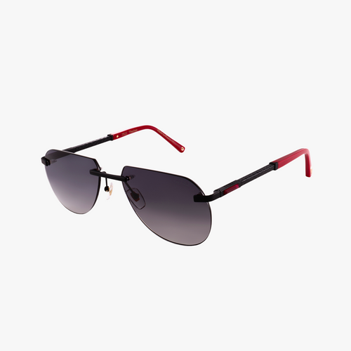 Black and red NYRION sunglasses, grey lenses