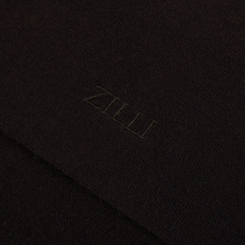 Coffee-coloured knit scarf, ZILLI embroidery