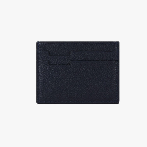Navy Pegaso  grained calfskin CC5 credit card holder