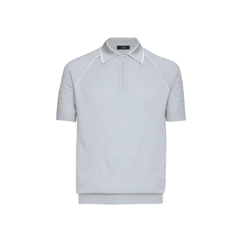 Zipped polo shirt with raglan short sleeves "Acapulco Sport" jacquard design