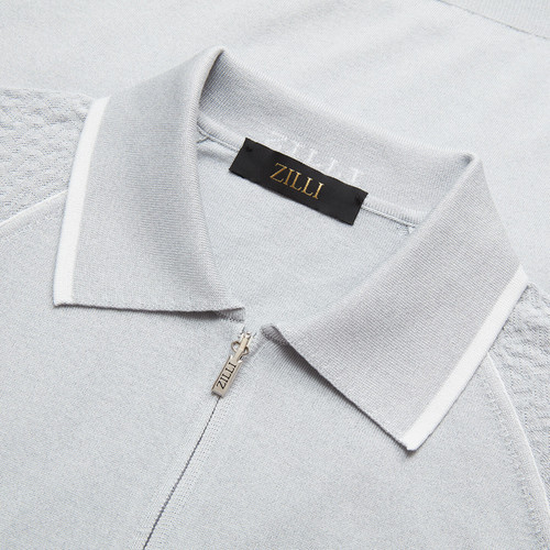 Zipped polo shirt with raglan short sleeves "Acapulco Sport" jacquard design